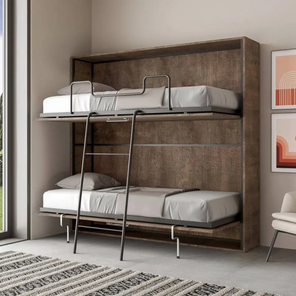 Horizontal Folding Bunk Bed Made in Italy - Collaborative Viadurini