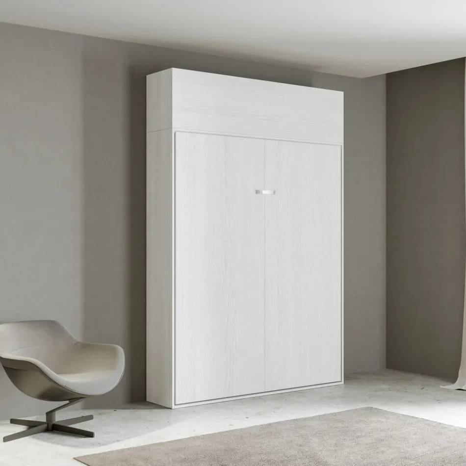 Queen Size Bed with Vertical Foldaway and Wall Unit - Magicompare Viadurini
