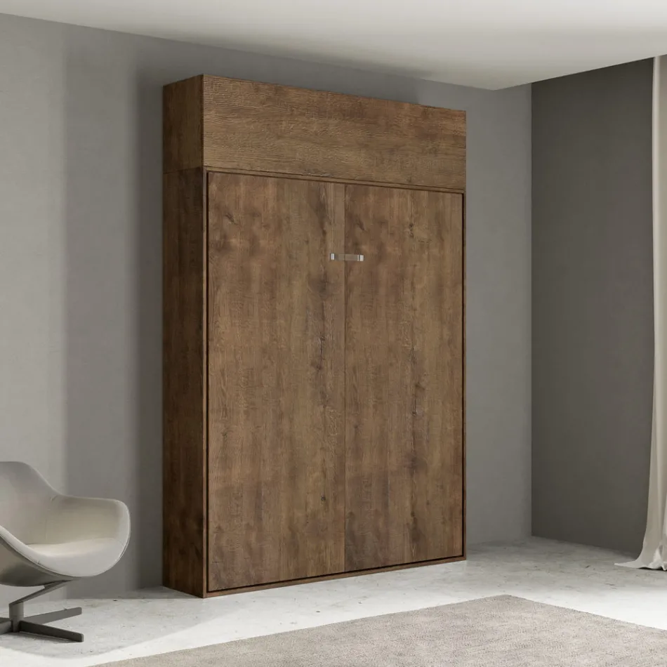 Queen Size Bed with Vertical Foldaway and Wall Unit - Magicompare Viadurini