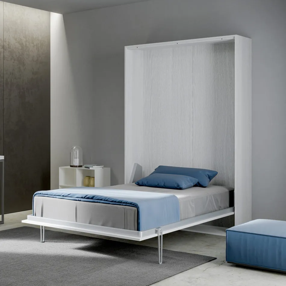 Queen Size Bed with Vertical Foldaway in Different Finishes - Magicompare Viadurini