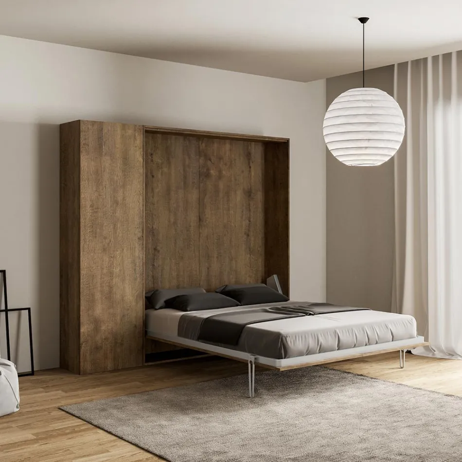 Vertical Foldaway French Bed with Column - Magicompare Viadurini