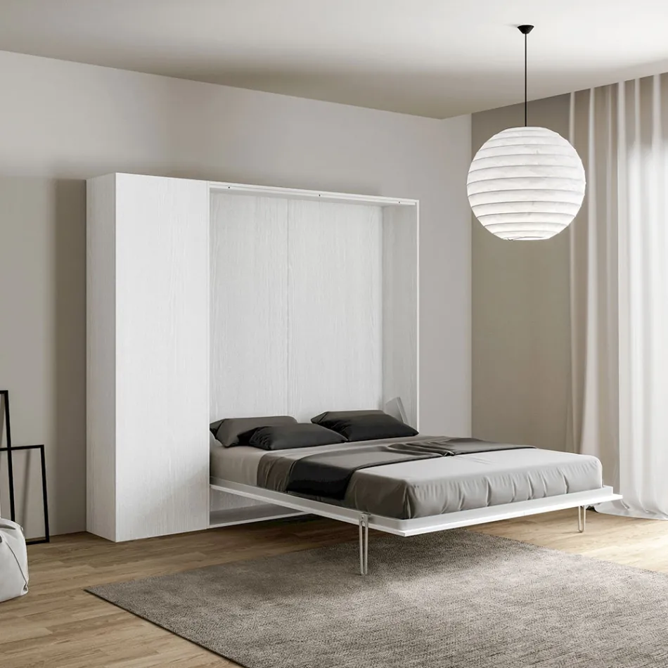 Vertical Foldaway French Bed with Column - Magicompare Viadurini