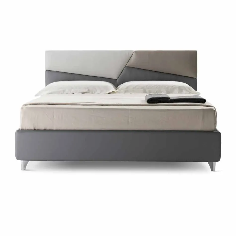 Bed with Double Container Upholstered in Faux Leather Made in Italy - Raggino Viadurini