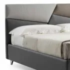 Bed with Double Container Upholstered in Faux Leather Made in Italy - Raggino Viadurini