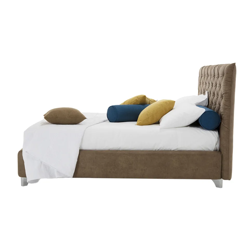 Upholstered Double Storage Bed in Fabric or Eco-Leather Made in Italy – Euro Viadurini