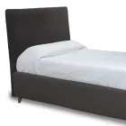 Single Bed with Fabric Headboard Made in Italy - Fiuto Viadurini