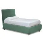 Single Bed with Fabric Headboard Made in Italy - Fiuto Viadurini