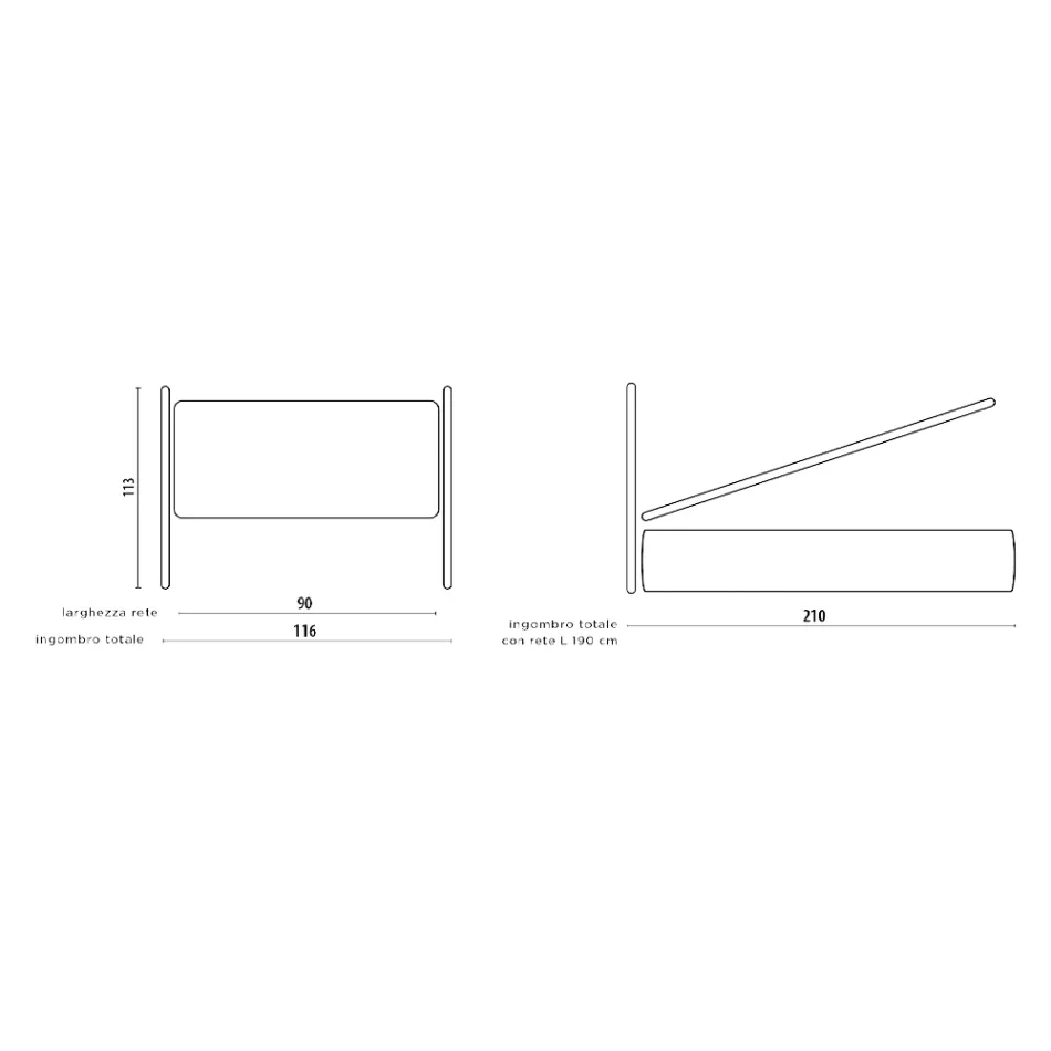 Single Bed with Fabric Headboard Made in Italy - Fiuto Viadurini