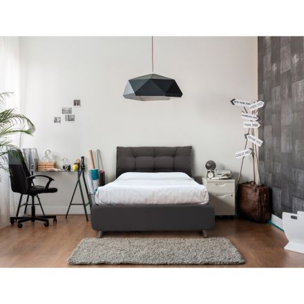 Full-sized bed with padded headboard and feet Made in Italy - Aaron Viadurini