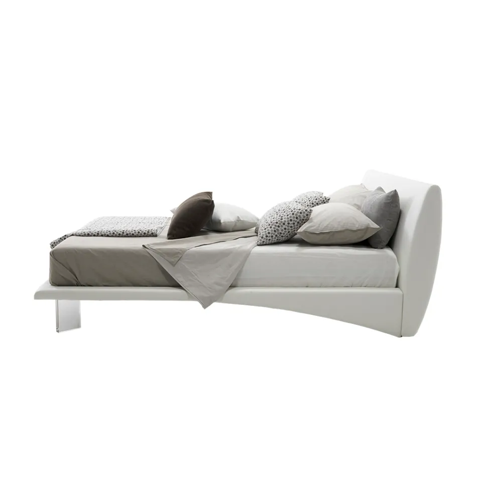 Upholstered Double Bed in Eco-Leather or Fabric Made in Italy - Armonica Viadurini