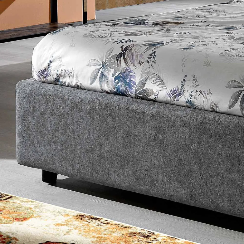 Modern Upholstered Double Bed with Folds or Quilted Design - Thomas Viadurini