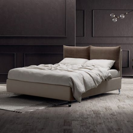 Double Bed 160x190 with 2 Soft Pillows in the Headboard - Tramonti Viadurini