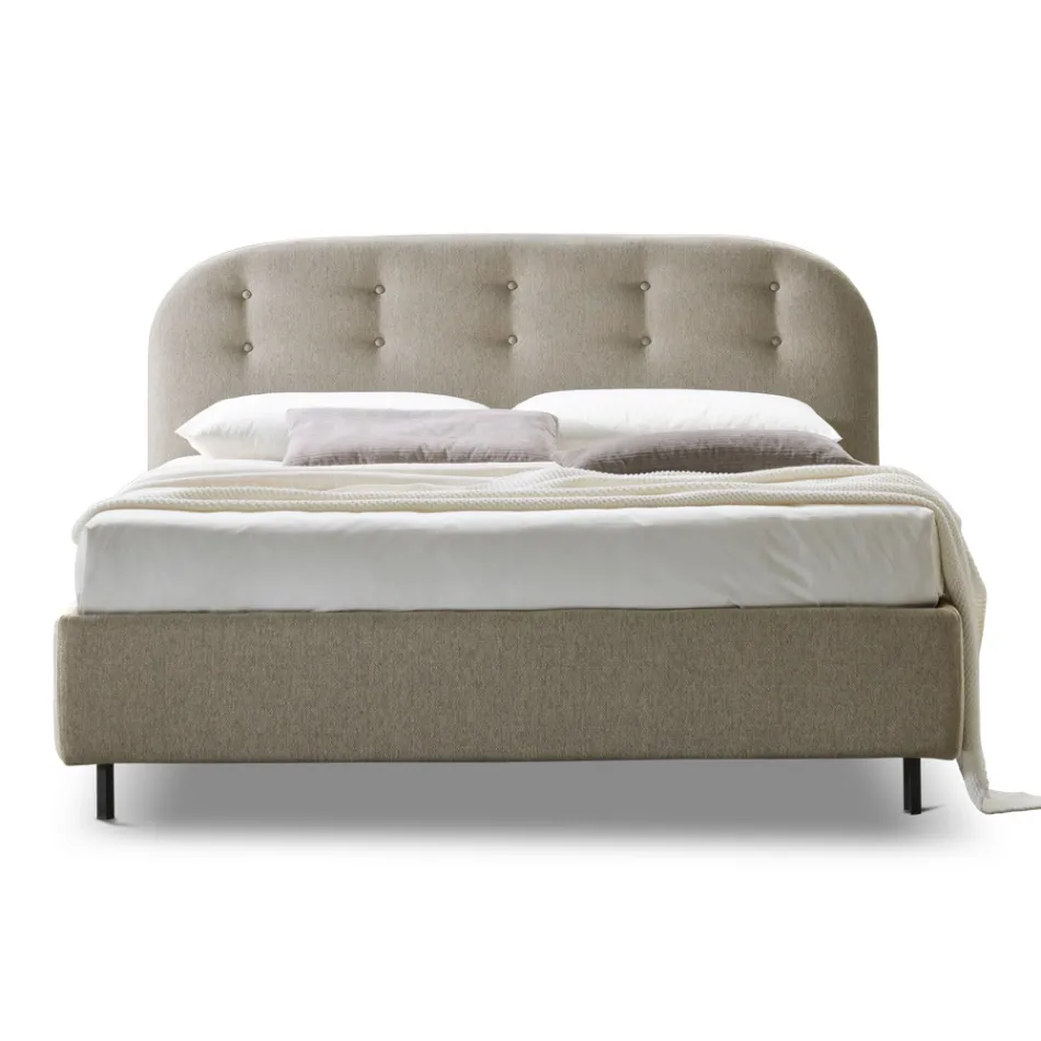 Double Bed 160x190 with Curved Queues and Buttons Made in Italy - Oriente Viadurini