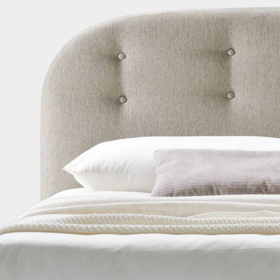 Double Bed 160x190 with Curved Queues and Buttons Made in Italy - Oriente Viadurini