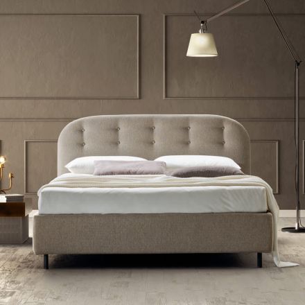 Double Bed 160x190 with Curved Queues and Buttons Made in Italy - Oriente Viadurini
