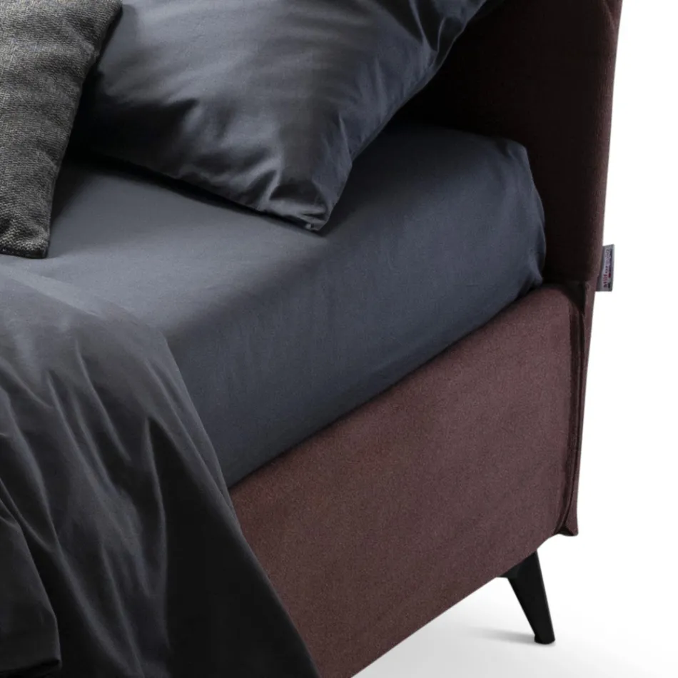 Double Bed 160x190 with Curved Queues and Double Quilted Band - Gioie Viadurini