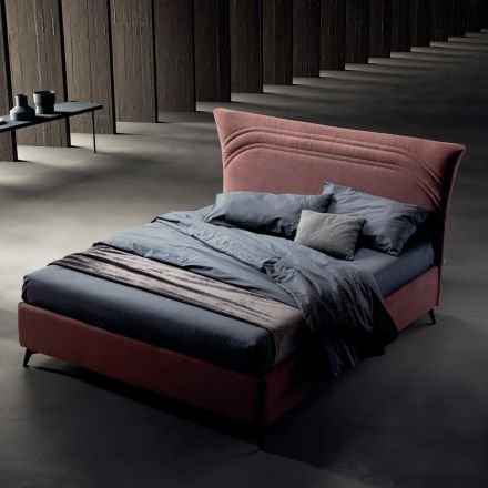 Double Bed 160x190 with Curved Queues and Double Quilted Band - Gioie Viadurini