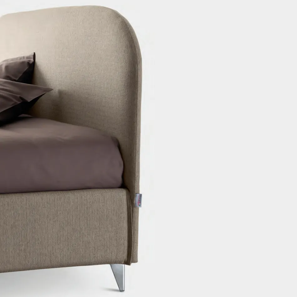 Double Bed 160x190 with Curved Queue Headboard Made in Italy - Oriente Viadurini