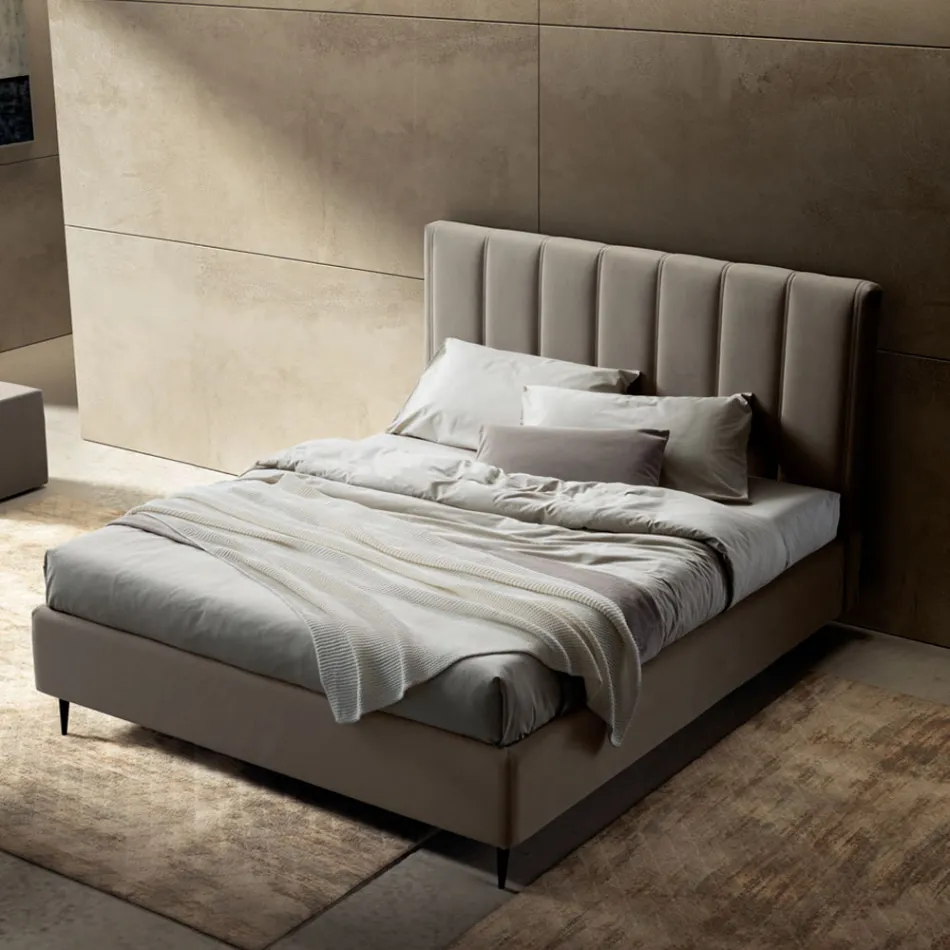 Double Bed 160x190 with Quilting with Wide Vertical Bands - Magan Viadurini