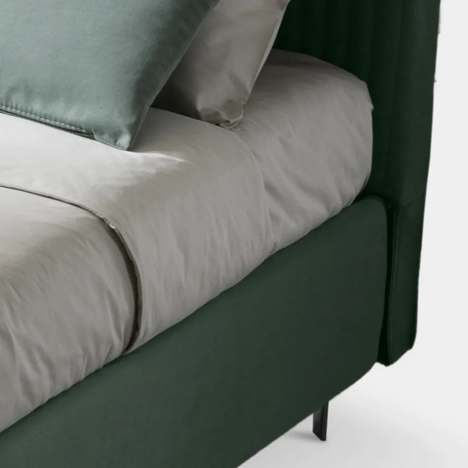 Double Bed 160x190 with Multi-Stripe Narrow Band Quilting - Meduse Viadurini