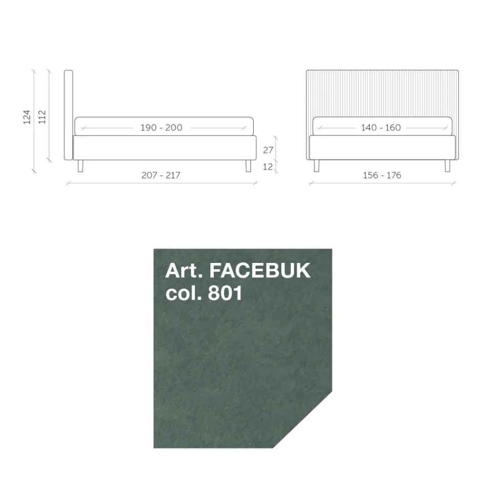 Double Bed 160x190 with Multi-Stripe Narrow Band Quilting - Meduse Viadurini