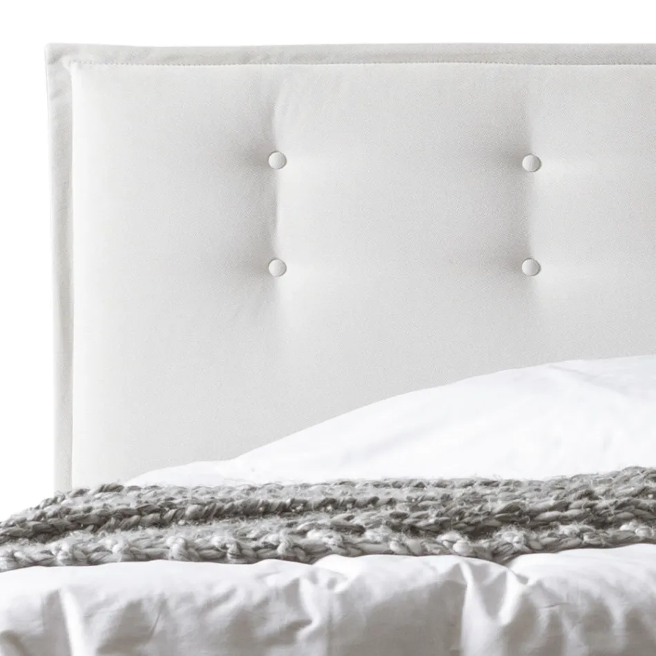 Double Bed 160x190 in Fabric with Headboard with Buttons Made in Italy - Dreams Viadurini