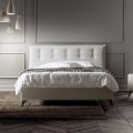 Double Bed 160x190 in Fabric with Headboard with Buttons Made in Italy - Dreams