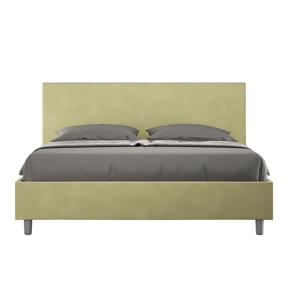 Double Bed 160x200 cm with Microfiber Headboard Made in Italy - Pallone Viadurini