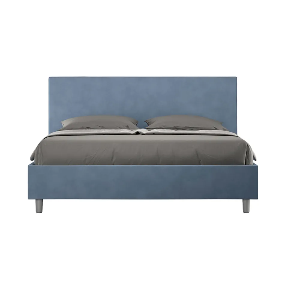 Double Bed 160x200 cm with Microfiber Headboard Made in Italy - Pallone Viadurini