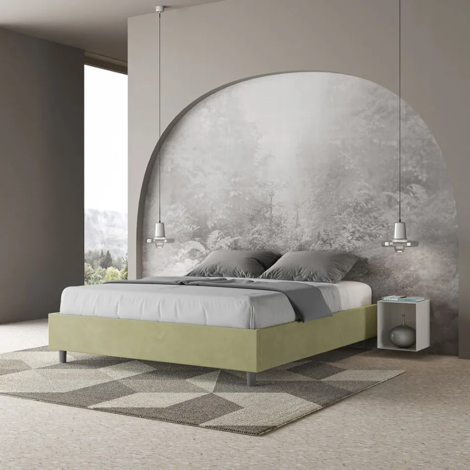 Double Bed 160x200 cm Covered in Microfiber Made in Italy - Athlete Viadurini