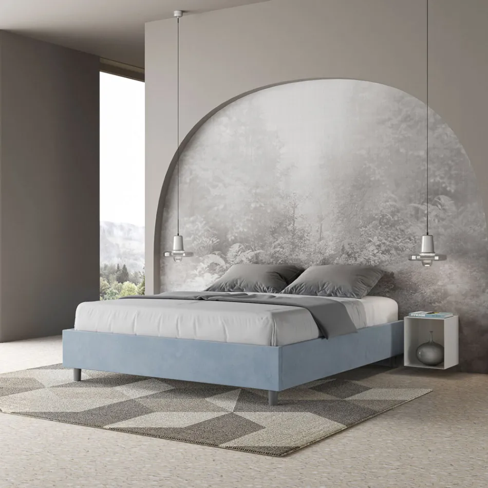 Double Bed 160x200 cm Covered in Microfiber Made in Italy - Athlete Viadurini