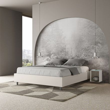160x200 cm Double Bed Upholstered in Faux Leather Made in Italy - Athlete Viadurini