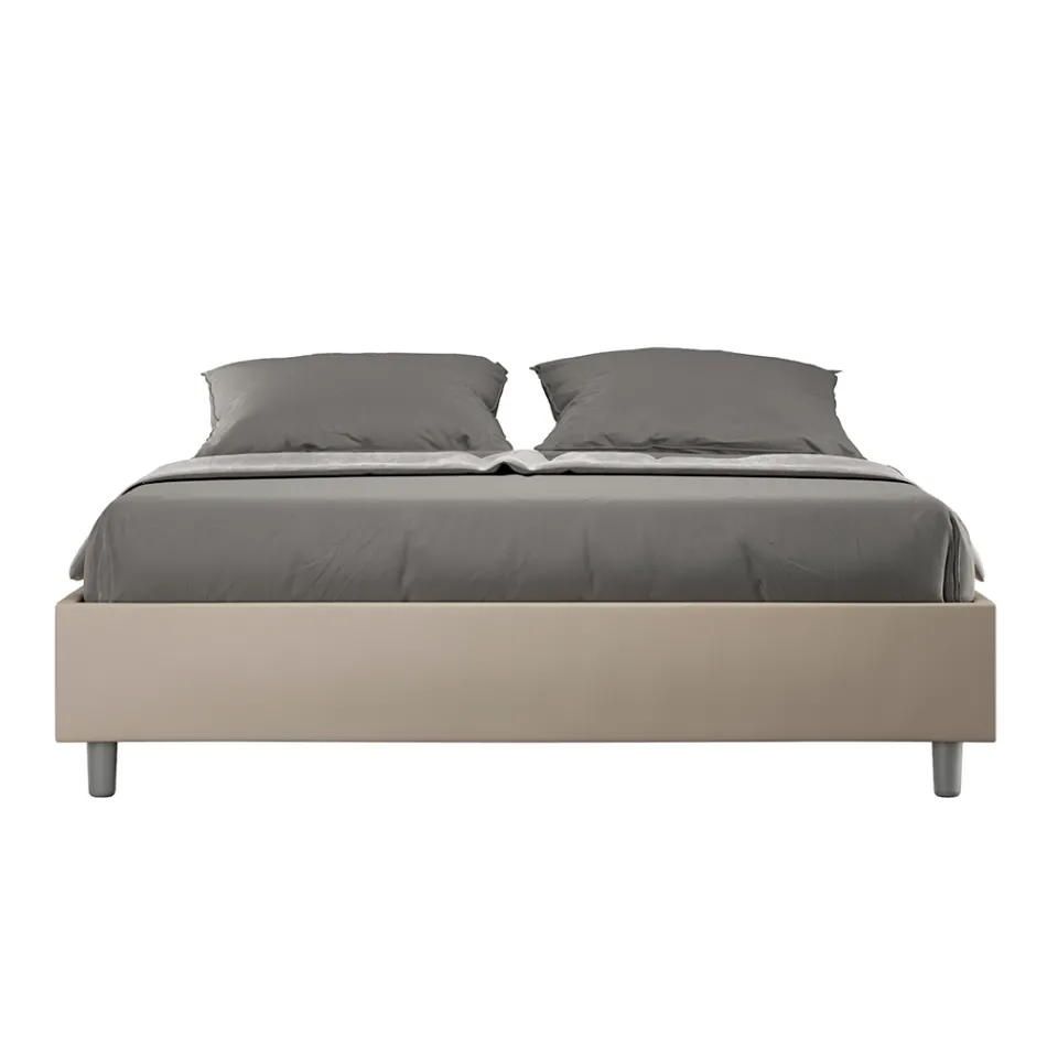 160x200 cm Double Bed Upholstered in Faux Leather Made in Italy - Athlete Viadurini