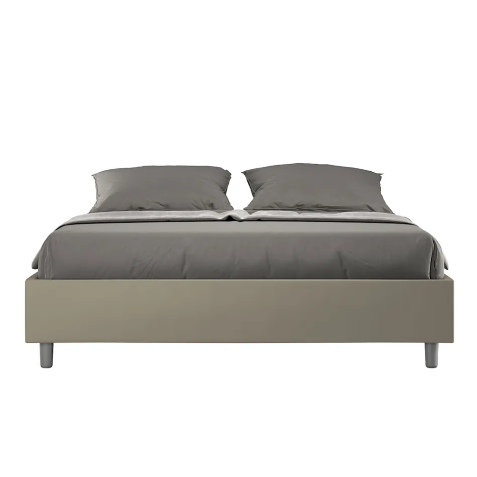 160x200 cm Double Bed Upholstered in Faux Leather Made in Italy - Athlete Viadurini