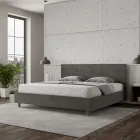 Double Bed 180x200 cm with Microfiber Headboard Made in Italy - Pallone Viadurini