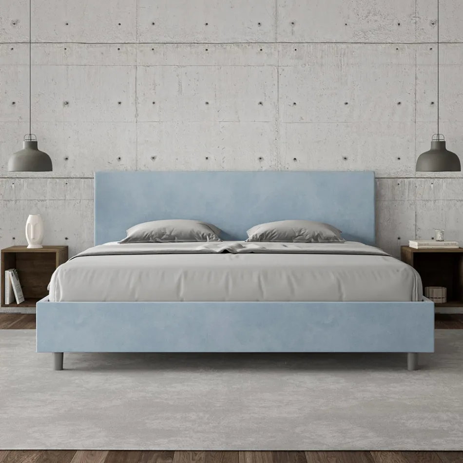 Double Bed 180x200 cm with Microfiber Headboard Made in Italy - Pallone Viadurini