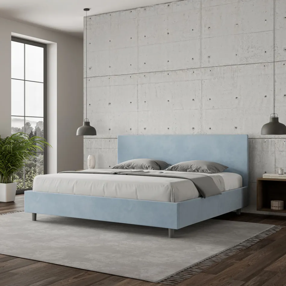 Double Bed 180x200 cm with Microfiber Headboard Made in Italy - Pallone Viadurini