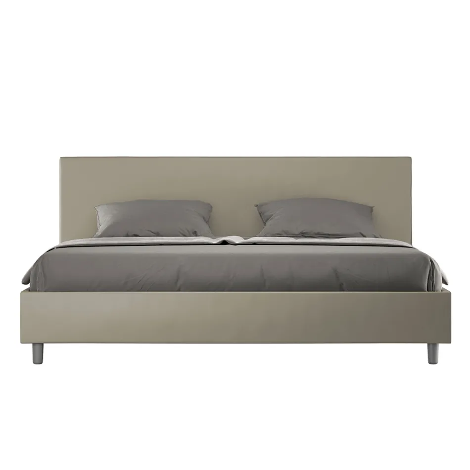 Double Bed 180x200 cm with Faux Leather Headboard Made in Italy - Pallone Viadurini