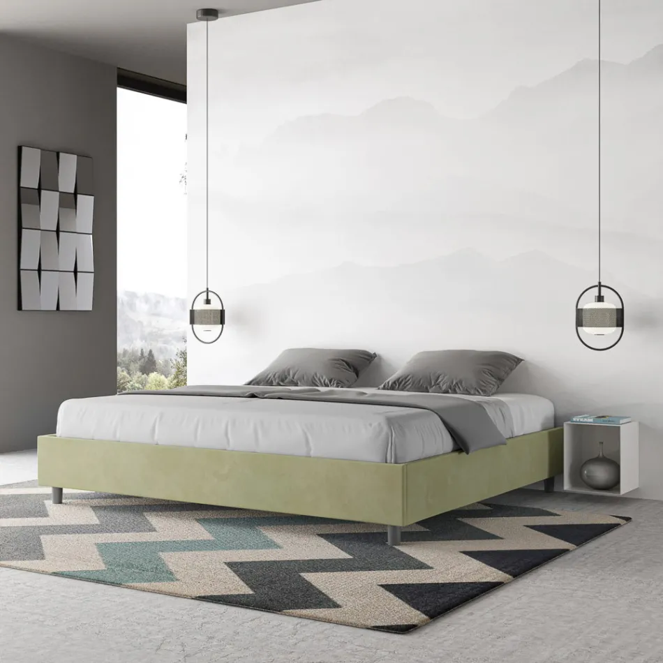 Double Bed 180x200 cm Covered in Microfiber Made in Italy - Athlete Viadurini