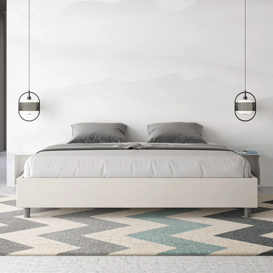 180x200 cm Double Bed Upholstered in Faux Leather Made in Italy - Athlete Viadurini