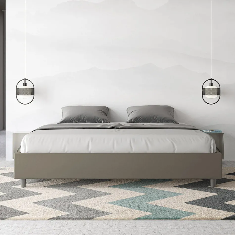 180x200 cm Double Bed Upholstered in Faux Leather Made in Italy - Athlete Viadurini