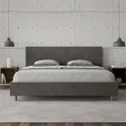 Double Bed 190x200 cm with Microfiber Headboard Made in Italy - Pallone Viadurini