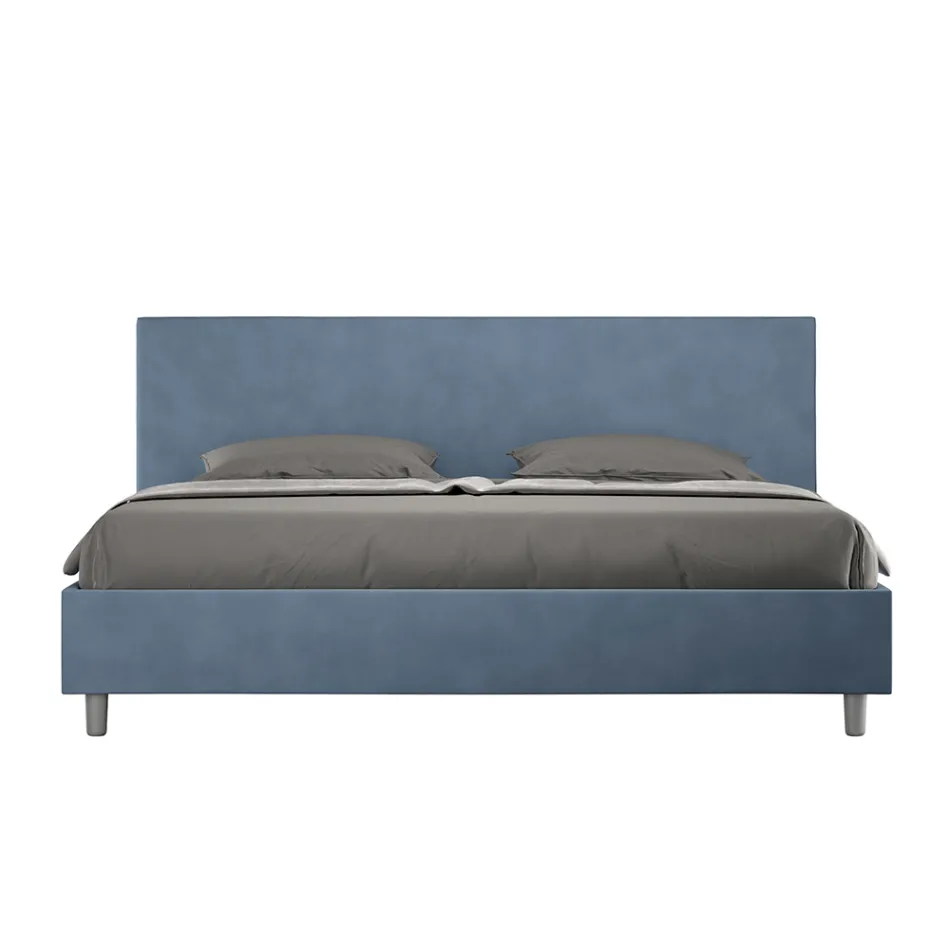 Double Bed 190x200 cm with Microfiber Headboard Made in Italy - Pallone Viadurini