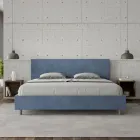 Double Bed 200x200 cm with Microfiber Headboard Made in Italy - Pallone Viadurini