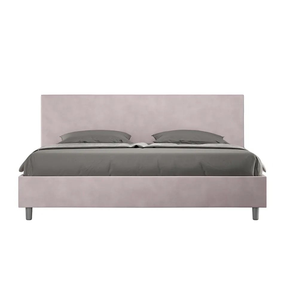 Double Bed 200x200 cm with Microfiber Headboard Made in Italy - Pallone Viadurini