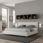 Double Bed 200x200 cm with Faux Leather Headboard Made in Italy - Pallone Viadurini