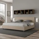 Double Bed 200x200 cm with Faux Leather Headboard Made in Italy - Pallone Viadurini