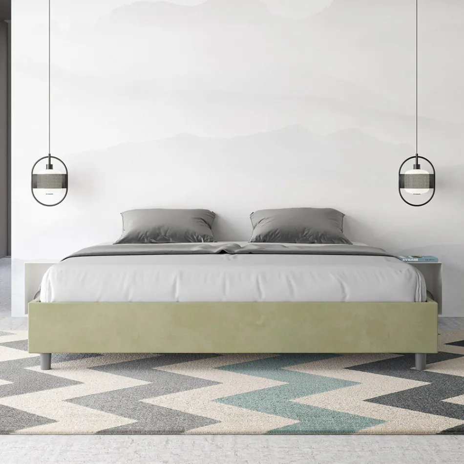 Double Bed 200x200 cm Covered in Microfiber Made in Italy - Athlete Viadurini