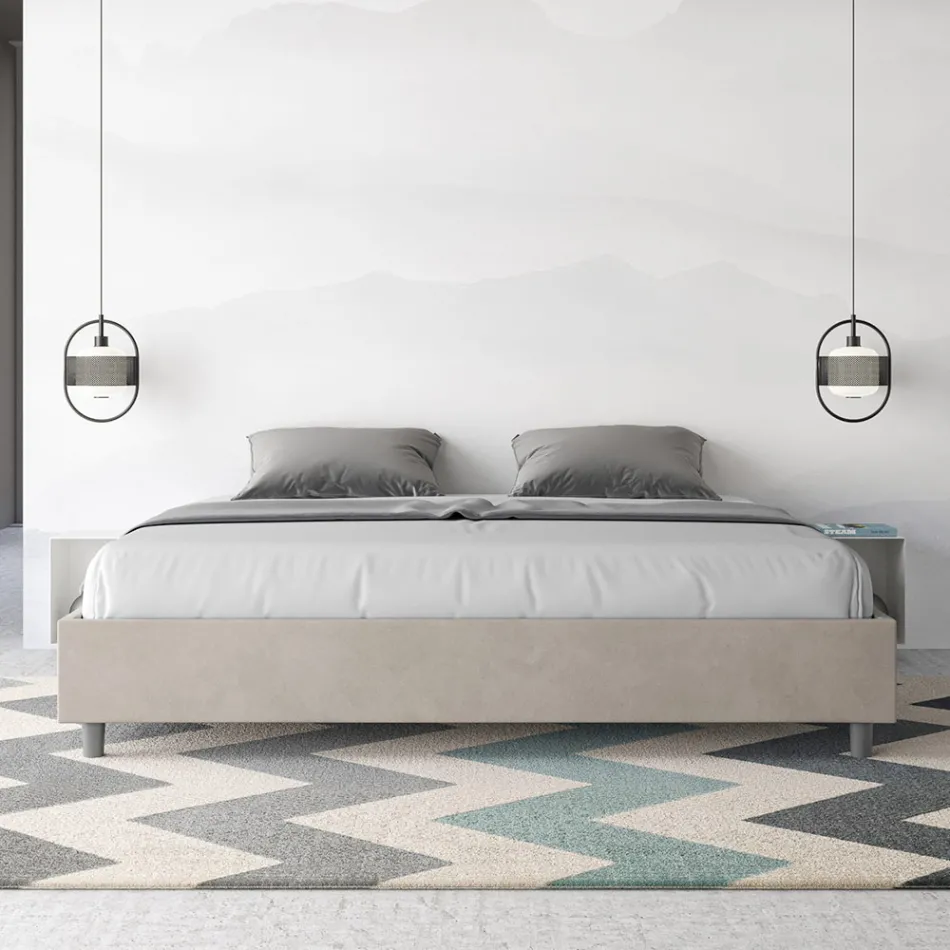 Double Bed 200x200 cm Covered in Microfiber Made in Italy - Athlete Viadurini