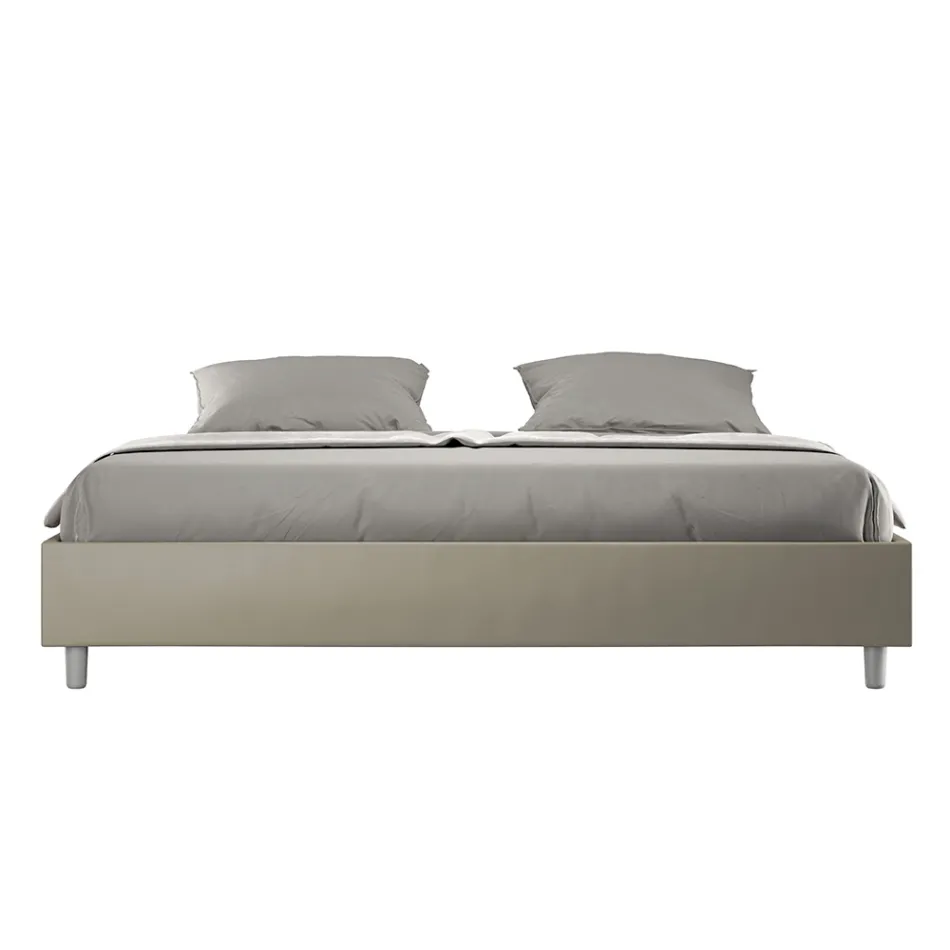 200x200 cm Double Bed Upholstered in Faux Leather Made in Italy - Athlete Viadurini